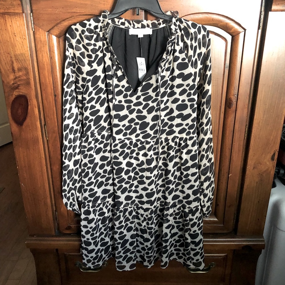 Loft Cheetah Print Tiered Swing Dress